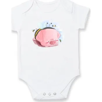 Kojenecké oblečení Chrápající prase - Body kojenecké s krátkým rukávem - Krátký r. 12-18 měs ( Bílá )