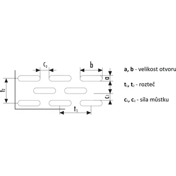 Plech Děrovaný plech Lv 3,4x20/1 nerez 1x2 m