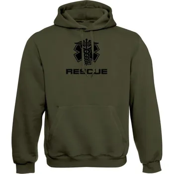 Pánská móda Mikina s kapucí Rescue - olivová