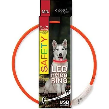 Obojek pro psa Obojek DOG FANTASY LED nylonový oranžový M/L (1ks)