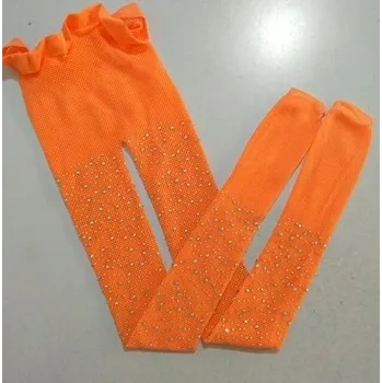 Dívčí oblečení Síťované punčocháče s třpytivými kamínky Barva: Oranžová