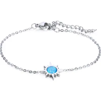 Náramek Troli Jemný ocelový náramek s modrým syntetickým opálem