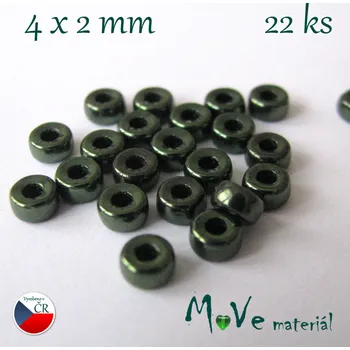 Dětské navlékací korálky CZECH HEISHI 4x2mm/22ks, zelené
