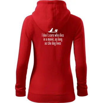 Dámská mikina i dont care - dog - Dámská mikina trendy zipper s kapucí - XS ( Červená )