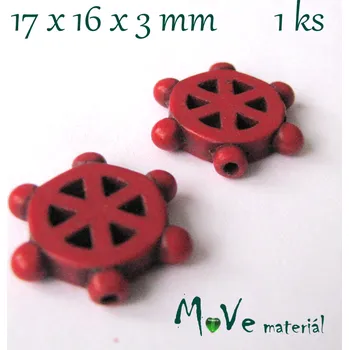 Dětské navlékací korálky Kormidlo howlitové 17x16x3mm, 1ks, červené