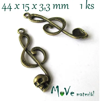 Přívěsek Přívěsek HOUSLOVÝ KLÍČ 44x15x3,5mm/1ks, staromosaz