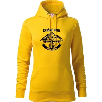 Dámská mikina Krušné hory křížem krážem - Mikina dámská Cape s kapucí - XL ( Žlutá )