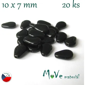 Dětské navlékací korálky České korálky slza 10x7 mm 20ks, černý