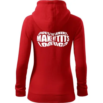 Dámská mikina Big tits - Dámská mikina trendy zipper s kapucí - XS ( Červená )