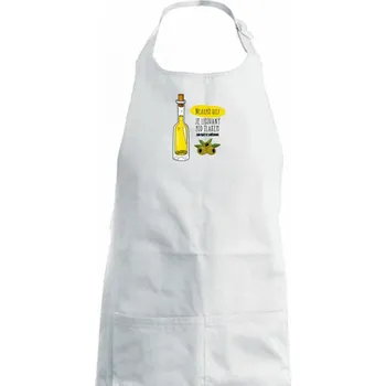 Kuchyňská zástěra Nejlepší olej je lisovaný pod tlakem - Dámská zástěra na vaření - Univerzální velikost ( Bílá )