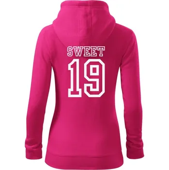 Dámská mikina Sweet 19 - Dámská mikina trendy zipper s kapucí - M ( Purpurová )