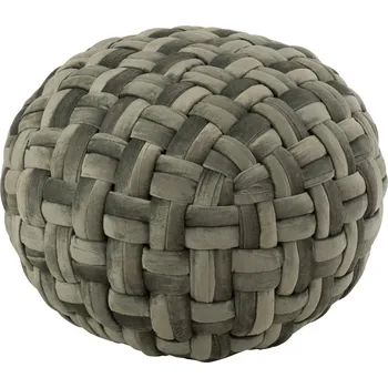 Stolička Zelený kulatý proplétaný puf Crocheted - Ø 48*35 cm