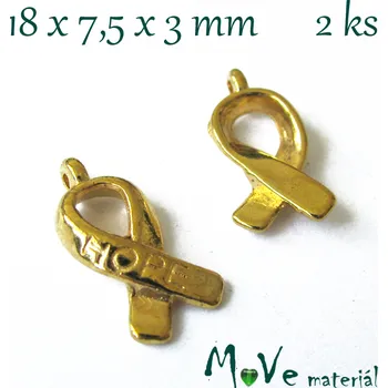 Přívěsek Kovový přívěsek STUŽKA 2kusy, zlatá