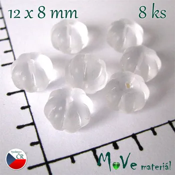 Dětské navlékací korálky České průhledné matné dýně 12 x 8mm 8ks