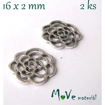 Přívěsek Kovový přívěsek KVĚT - 2kusy, starostříbrný