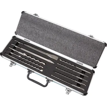 Vrták 10-dílná sada vrtáků a sekáčů SDS-Plus Makita D-70904 - hliníkový kufr