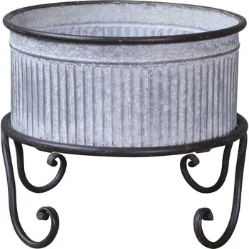 Obal na květináč Plechový antik obal na květináč/ lavór na nožičkách Groo - Ø 27*23cm