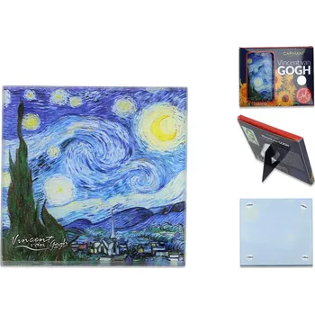 Carmani® Carmani - Skleněné prostírání pod hrnek V. van Gogh, Starry night v dárkovém balení - 10,5*10,5 cm