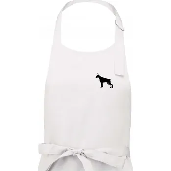 Kuchyňská zástěra Dobrman ikona prso - Dámská zástěra na vaření - Univerzální velikost ( Bílá )