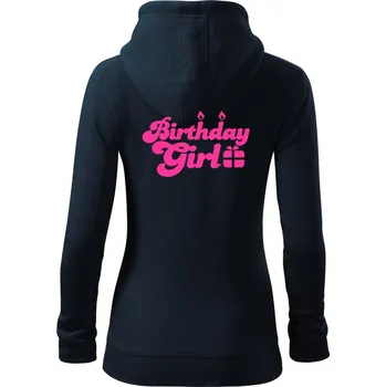 Dámská mikina Birthday girl - Dámská mikina trendy zipper s kapucí - XL ( Námořní modrá (velmi tmavá - téměř černá) )