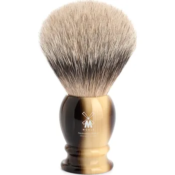 Štětka na holení Mühle Holící štětka jezevec stříbro rukojeť pryskyřice roh hnědý - 95 K 252