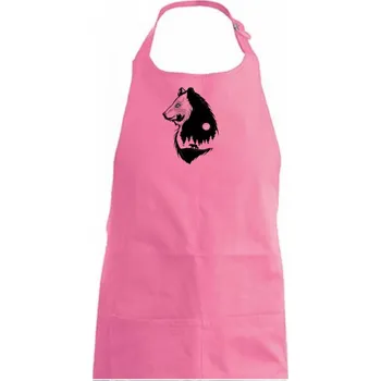 Kuchyňská zástěra Medvěd s vlkem - Dámská zástěra na vaření - Univerzální velikost ( Růžová )