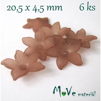 Dětské navlékací korálky Akrylový květ - transparentní 20,5mm, 6ks, hnědý