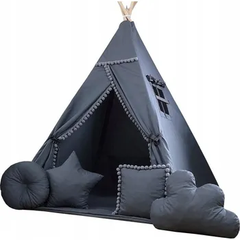 Dětský stan MAXMAX Dětský stan TEEPEE (TÝPÍ) SUPERIOR s doplňky - GRAFITOVÝ