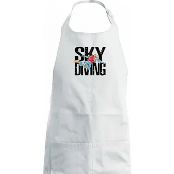 Kuchyňská zástěra Skydiving nápis - Dámská zástěra na vaření - Univerzální velikost ( Bílá )