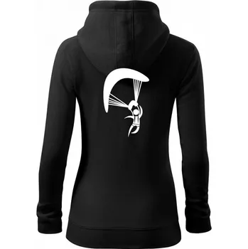 Dámská mikina Paragliding panáček ikona - Dámská mikina trendy zipper s kapucí - XL ( Černá )