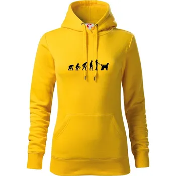 Dámská mikina Evoluce pes afgánský chrt (muž-žena) - Mikina dámská Cape s kapucí - M ( Žlutá )