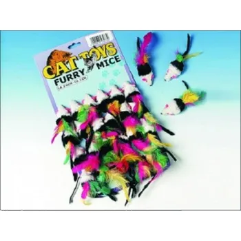 Hračka pro kočku Hračka myš barevná s pérky 1 ks