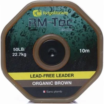 RIDGEMONKEY - Šňůrka RM-Tec Lead Free Leader 50 lb 10 m Organic Brown