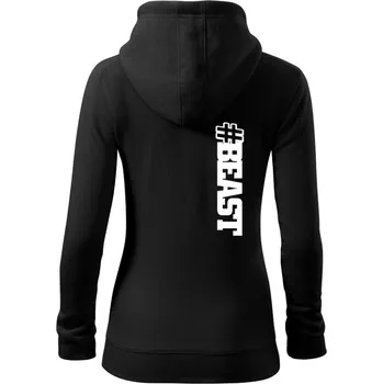 Dámská mikina Beast hashtag - Dámská mikina trendy zipper s kapucí - L ( Černá )