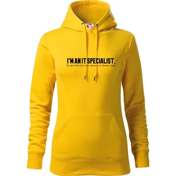 Dámská mikina I’m an IT specialist. To save time let’s just assume i’m always right - Mikina dámská Cape s kapucí - 2XL ( Žlutá )