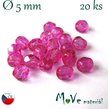 Dětské navlékací korálky České ohňovky 5mm/20 ks, růžové