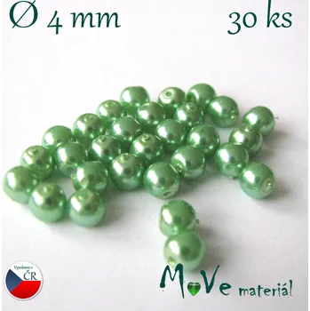 Dětské navlékací korálky České voskové perle zelené 4mm, 30ks