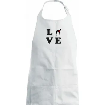 Kuchyňská zástěra Chrt love - Dětská zástěra na vaření - Univerzální velikost ( Bílá )