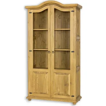 Knihovna Masivní vitrína CORDOBA VIT12 Barevné provedení: Světlý vosk K01
