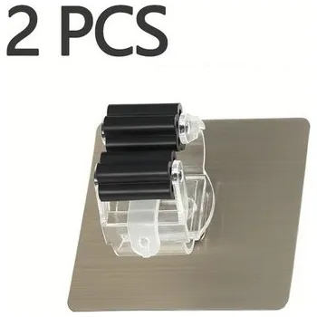 Věšák Multifunkční držáky na smetáky a košťata, bez vrtání, 2 nebo 4 ks Varianta: 2 ks držáku, Barva: Černá