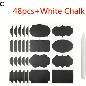 Papír Voděodolné lepící etikety na potraviny, 48 ks černé + bílý popisovač Varianta: C