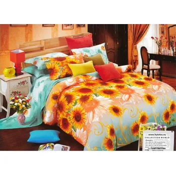 Povlečení Collection World Francouzské saténové povlečení Slunečnice 200x220 cm 70x80 cm