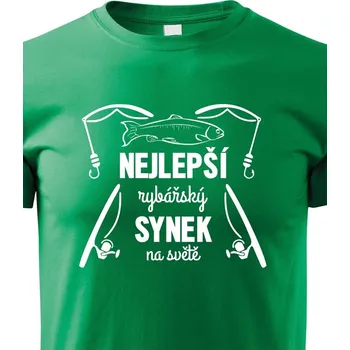 Chlapecké tričko Dětské tričko Nejlepší rybářský synek na světě, Barva Zelená, Velikost 110 cm/4 roky, Canvas Dětské tričko Bezvatriko.cz 0945