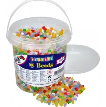 Dětské navlékací korálky Playbox zažehlovací korálky Perleťový mix v kýblíku, 5 000ks