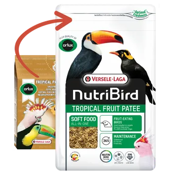 Krmivo pro ptáka VERSELE-LAGA NutriBird TROPICAL FRUIT PATEE 1 kg kompletní krmivo s medem a čerstvým ovocem