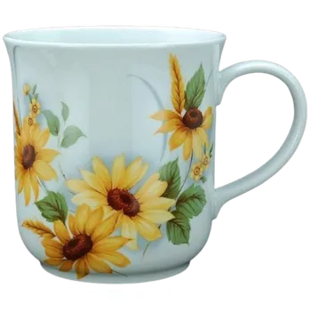 Velký porcelánový hrnek GOLEM Žlutý květ, Rudbégie - 1,5 l