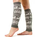 VFstyle světle šedé vánoční pletené návleky na nohy sobi 40 cm