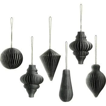 Vánoční dekorace Broste, Dekorační papírové ozdoby Christmas Mix SET/6ks thyme | zelená