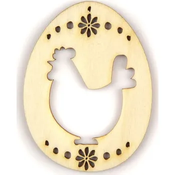 Dřevěný výřez velikonoční vajíčko slepička, 4,6x6cm