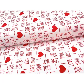 Mirtex Plátno DOMESTIK 145/16867-13 I love you Červená šíře 150cm Ceník: METRÁŽ: od 1 metrů